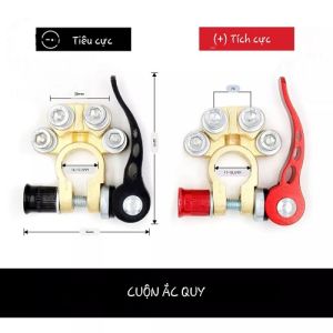Bộ 2 Kẹp Cọc Bình Acquy Cho Xe Hơi Tháo Lắp Nhanh Bằng Van Cài Dẫn Điện Ổn Định Đi Kèm Cờ Lê Lục Giác Mở Bulong 6mm