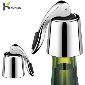 Konco wine Bottle Stopper Stainless Steel wine Bottle Plug with Silicone Reusable Vacuum wine Sealer Bottle Plug Retain Stainless Steel Sealer Vacuum Bottle Stopper Cap Plug