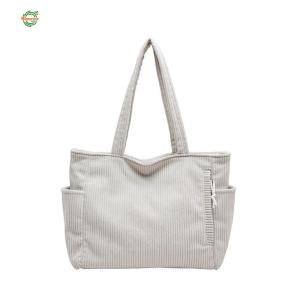 Fashionable Womens Corduroy Tote Bag with Spacious Interior Perfect for Work Travel and Casual Events[Winnereco World]