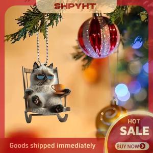 SHPYHT จี้อะคริลิคแบนแบน2D สุดเท่สำหรับแมวสเก็ตบอร์ดภายในรถจี้ภายในรถกระจกมองหลังเครื่องประดับตกแต่งรถยนต์