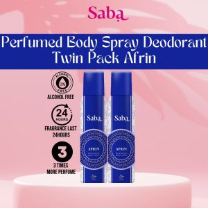 Saba Afrin Perfumed Body Spray Deodorants (Pack of 2) - Zero Alcohol Skin Friendly Long Lasting