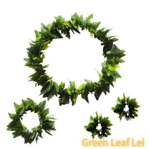 4PCS trong 1 bộ vòng hoa Hawaii xanh vòng hoa tiệc lá nhân tạo băng đô cưới vòng cổ lá sống động vòng tay mô phỏng trang trí vòng hoa bãi biển nhiệt đới cho tiệc