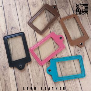 Lanyard Mika ID Card Holder Mika Bolak Balik ID Card Name Tag Kulit Dua Sisi Transparan Kulit NTS037