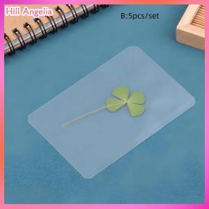 [Hill Angelia] 1 5 10Pcs Lucky Clover Postcards Natural Grass Transparent Wishing Cards For Bookmarks