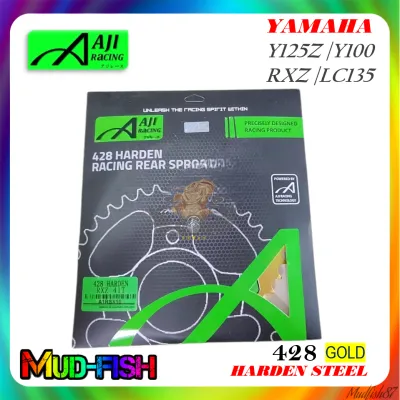 AJI RACING HARDEN STEEL 428 SPROCKET FOR YAMAHA Y100 RXZ Y125Z LC135 SRL110 36T 37T (GOLD)