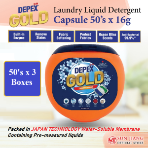 [Bundle of 3] DEPEX GOLD 3 in 1 Laundry Pods Liquid Capsule Detergent 50s - Stain Remover / Fabric Softener / 立白洗衣液