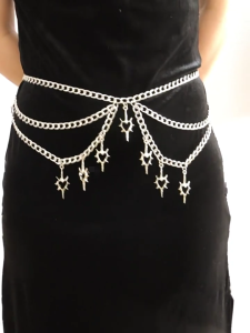 Convertible Gothic Waist Chain Necklace Featuring Thorn Heart Design For Edgy Outfits
