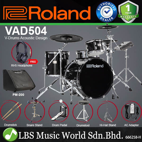 Roland VAD504 VDrums 4 Piece Wood Shell Electronic Drum Kit