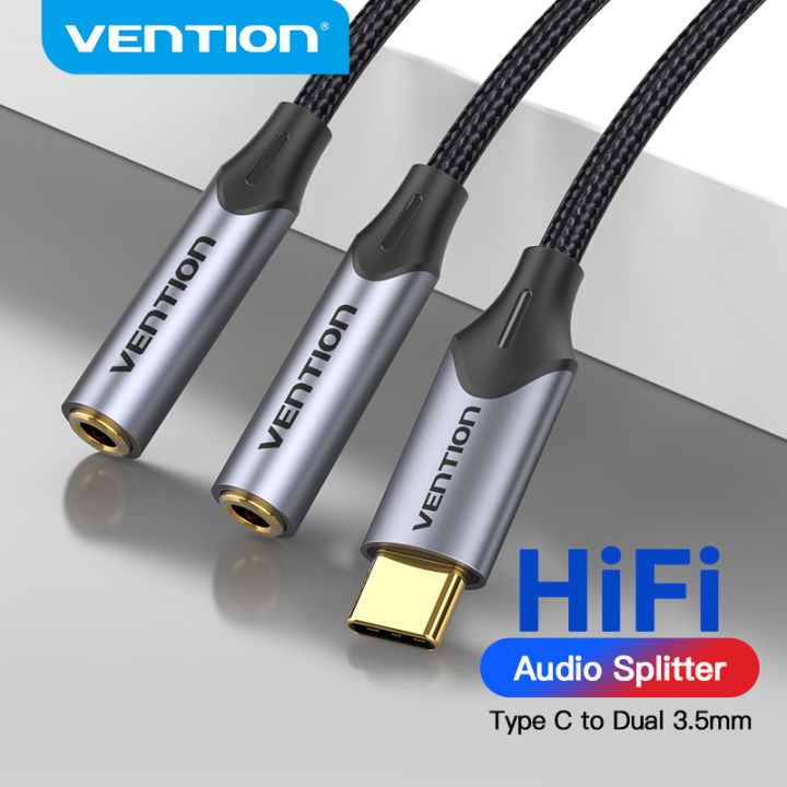 Vention Type C to Dual Jack Earphone Adapter USB C to