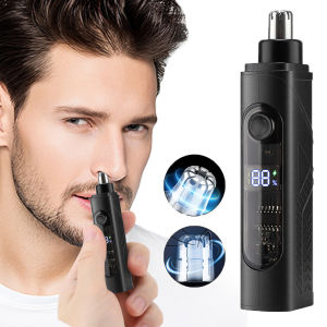 Electric Nose Hair Trimmer Rechargeable Mini Portable Ear and Nose Hair Trimmer Clipper for Men 360° Rotating Head Beard Eyebrow Facial Hair Shaver
