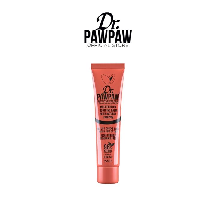 Dr.PAWPAW Tinted Peach Pink Lip Balm [Multipurpose Soothing Balm for ...