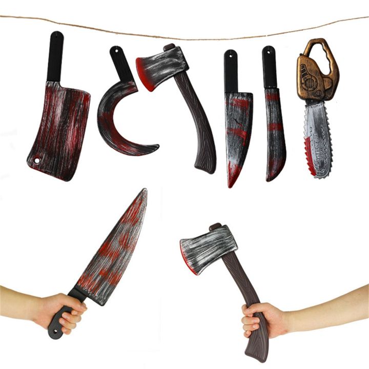 Bloody Halloween Weapons, Knife, Axe, Chainsaw,Cleaver And Sickle ...