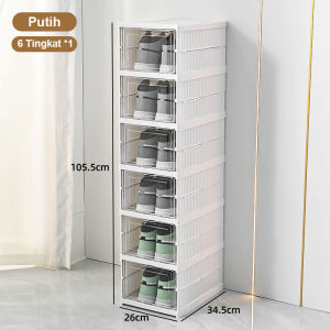 XMVP Rak Sepatu Lipat 3/6/8/9/11  Anti Debu Kotak Sepatu Lipat Rak Susun Sepatu Anti Debu Box Sepatu Stackable Plastic Tebal Lemari Sepatu Serbaguna Kotak Sepatu Portable