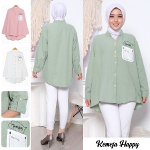 Atasan Wanita Kekinian Motif Happy Bahan Import Bagus #ALUK44 #20