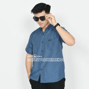 Kemeja Pria Warna Dusty Mauve Terbaru 2025 Hem Pria Dewasa Lengan Pendek Katun Premium Tebal