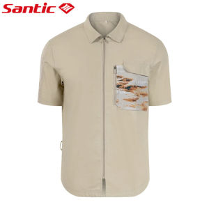 Santic Men Cycling Jersey Pockets Breathable Casual Outdoor Sports Short Sleeve Bike Bicycle Shirt Tops
