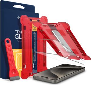 Caseology Snap Fit Tempered Glass [2 Package /Easy Installlation] compatible with iPhone 15 Pro & iPhone 15 Pro Max