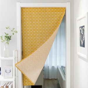 Bestenrose Self-adhesive Modern Simple Door Curtain Linen Cotton Hanging Door Curtain Kitchen Bathroom Toilet Partition Velcro Curtain
