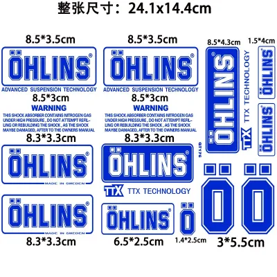 Motorcycle Reflective Shock Absorbing Decals OHLINS Bike Frame Rear Shock Decals Helmet Sticker Mountian Bicycle