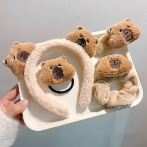 🔥🔥🔥adae 1 cái cặp kẹp tóc sang trọng thanh lịch Kawaii capybara scrunchies dễ thương động vật sang trọng Tóc Dây ponytail chủ rửa mặt dây đeo cổ tay