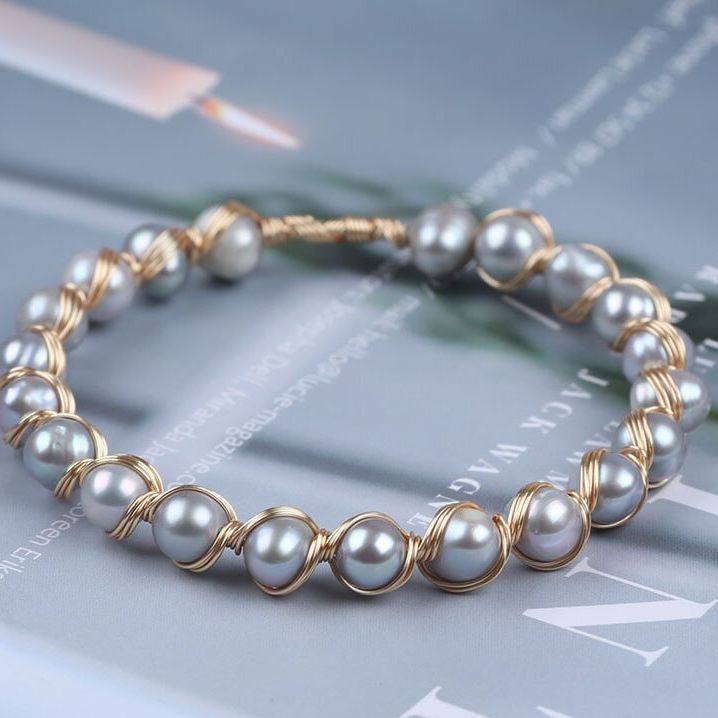 Wholesale price natural freshwater pearl bracelet grey white pink