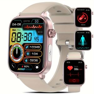 2025 Smartwatch 1.96" IPS Display 340mAh Long-Last Battery Wireless 5.0 Calls Multi-Sport Modes Menstrual & Temperature Monitoring Weather Forecast Voice Assistant/SOS Magnetic Charging for Android for IOS Phone Gift for Him & Her