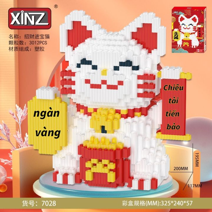 Lắp ráp mô hình lego mèo thần tài may mắn thu hút tài lộc, CÓ ỐNG ...