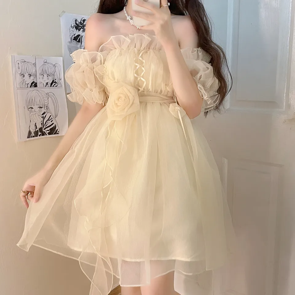 white christmas dresses White Fairy Short Mini Cocktail Dress With Pearls – TANYA BRIDAL main image 1