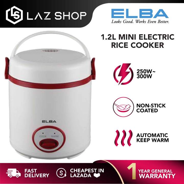 Elba 1.2L Mini Electric Rice Cooker ERCD1233 (WH) Nasi Periuk Lazada