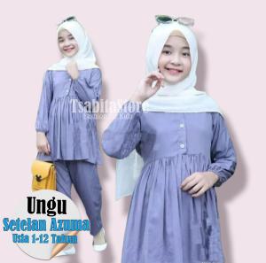 Setelan Azuma anak perempuan usia 1-12 tahun baju muslim anak perempuan terbaru dan terkeren
