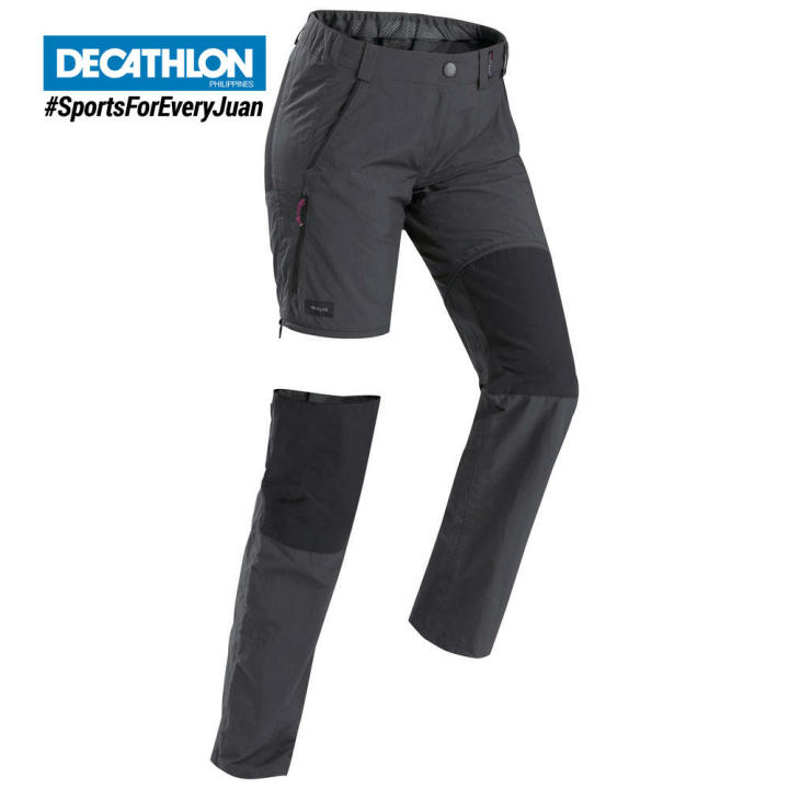 Decathlon Forclaz Women's Mountain Trekking Modular Trousers - TREK 100 -  Grey