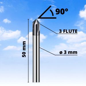 chamfer end mill 90 degree 3 F straight V Endmill d 3 12 mm