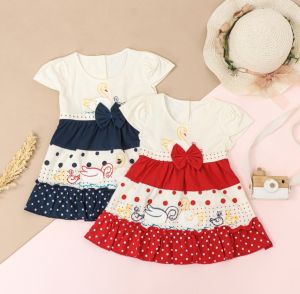 Dress Bayi Perempuan Putih Pita Angsa untuk Anak 6-18 Bulan Free Celana Dalam Bayi Murah Terjangkau