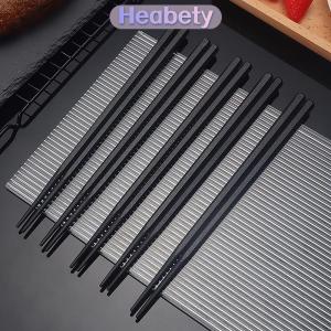 Heabety 1 cặp hợp kim Trung Quốc đũa thực phẩm Nhật Bản Sushi Gậy tái sử dụng không trượt máy rửa chén an toàn tre hình dạng thực phẩm cấp đũa