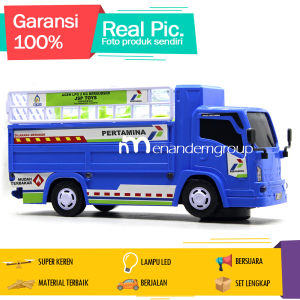 Manan Mobil Mobilan Truk Oleng Fuso Basuri Engkel Angkut Gas Pertamini Berjalan Bersuara LED