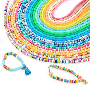 350pcs/lot 6mm Flat Round Polymer Resin Clay Beads Chip Disk Loose Spacer Handmade Beads for DIY Jewelry Making Bracelets