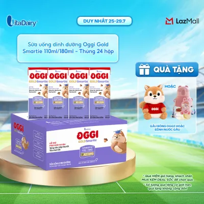 [THÙNG 24 HỘP] Sữa uống dinh dưỡng Oggi Gold Smartie phát triển trí não hỗ trợ hấp thu - Hộp 110ml/180ml