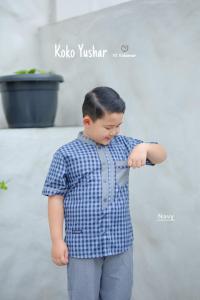 Setelan Baju Koko Anak Laki-Laki Lengan Pendek & Celana 3-12 Tahun Baju Muslim Anak Kurta Yushar