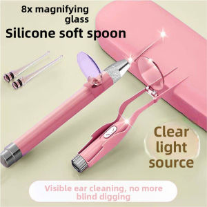LED Lighted Ear Wax Removal Kit with Magnifying Glass Silicone Soft Tip Ear Cleaner for Kids Adults Safe Visual Ear Pick Tool