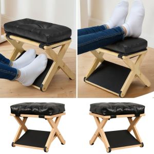 PLLEWY Non-Slip Under Desk Footrest Wooden Ergonomic Foot Stool Durable Office Foot Pedal Work Foot Support