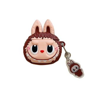 3D Brown Labubu Soft Silicone Airpods Case Lucu Untuk Gen 1 2 Pro Gen 3