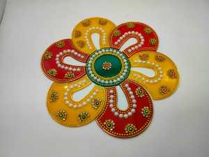 Traditional Reusable Handcrafted Rangoli Beautiful Festive Home Decor Acrylic Rangoli | Diwali Decoration with Studded Stones (Size - 9inch & 11 inch)