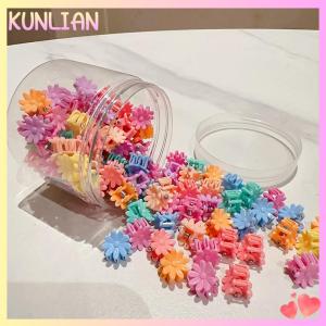 [KUNLIAN] 100Pcs Colorful Small Girls Hair Clips Cute Flower Star Hair Claws Styling Hair Braid Hairpins Kids Hair Accessories Headwear