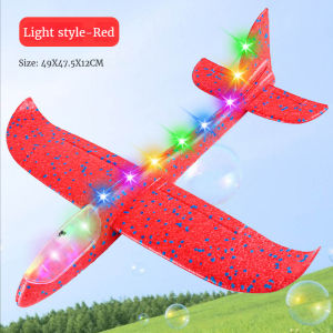 LYZRC Foam Airplane Hand Throwing Luminous Toy Outdoor Gliding Light Flying DIY Model Childrens Toy