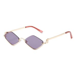 HUNIU Khung kim loại một nửa Kính mát hình thoi UV400. Bảo vệ UV Kính mát thể thao ngoài trời Cổ điển Kính râm mắt mèo Kính xe đạp chống UV Phụ nữ
