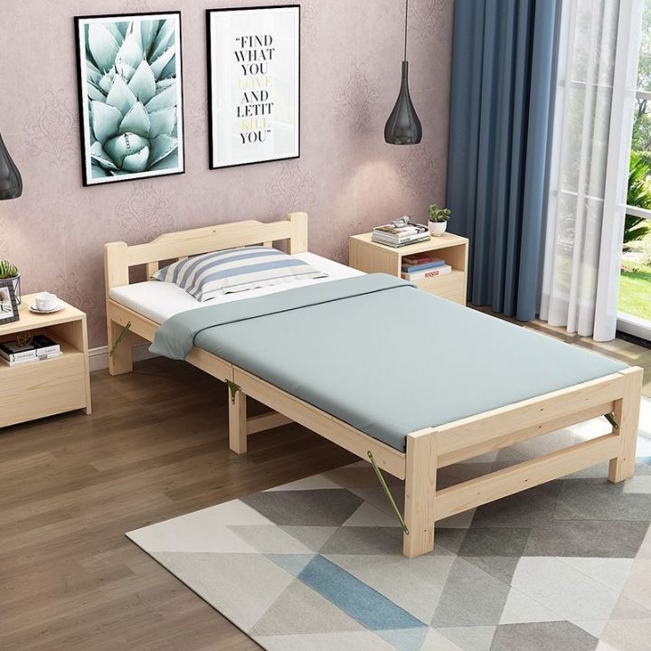 Solid Wood Folding Bed Single Bed Double Bed Home 's Bed Office Noon
