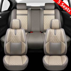 Universal Leather Car Seat Cover Full Set 5 Seaters Waterproof Breathable Auto Interior Protector Fit Toyota Honda Mitsubishi