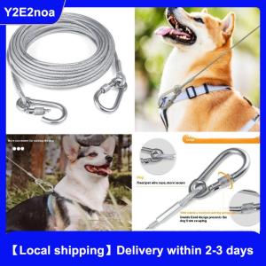 【Local shipping】 Double-headed Dog Tie Out Cable Leash raction Rope With Metal Buckle Steel Wire Anti-rust Training CollarOutdoor Dogs Strap