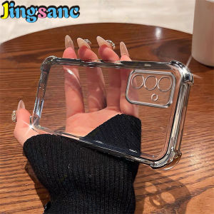 Jingsanc đơn giản rõ ràng Ốp điện thoại phù hợp cho Samsung Galaxy A24 trường hợp bốn góc bảo vệ chống rơi chống sốc mạ điện Cover quay lại A59-1