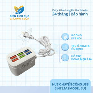 Bộ chia cổng USB 6in1 Model 6U hub mở rộng USB 3.1A kết nối đa năng truyền dữ liệu nhanh tiện sử dụng